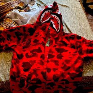 BAPE Color Camo Shark Full Zip Hoodie Red